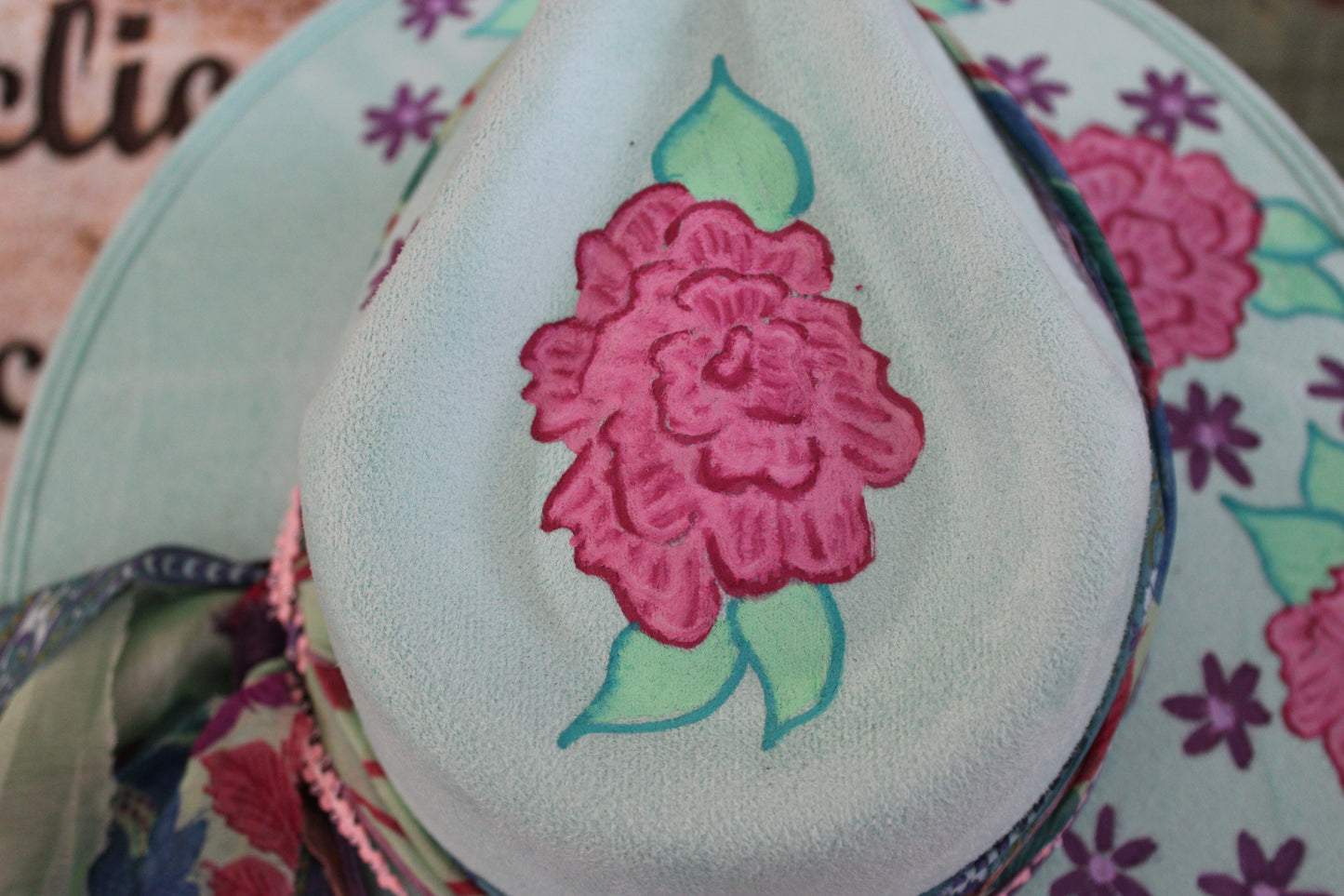 “Blossom Breeze: The Hand-Painted Rancher Hat”